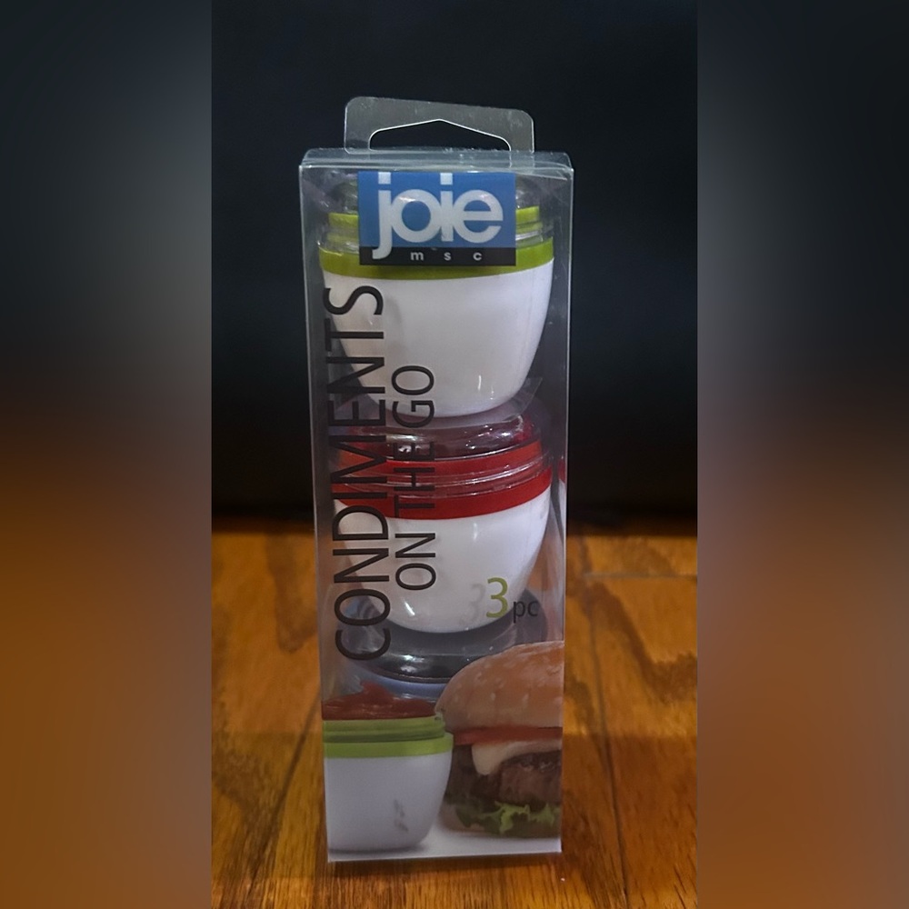 Joie White Food Storage Condiment Pots with Red and Lime Lids (3 pc)